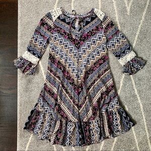 Iris & Ivy purple Boho Prairie Peasant Dress